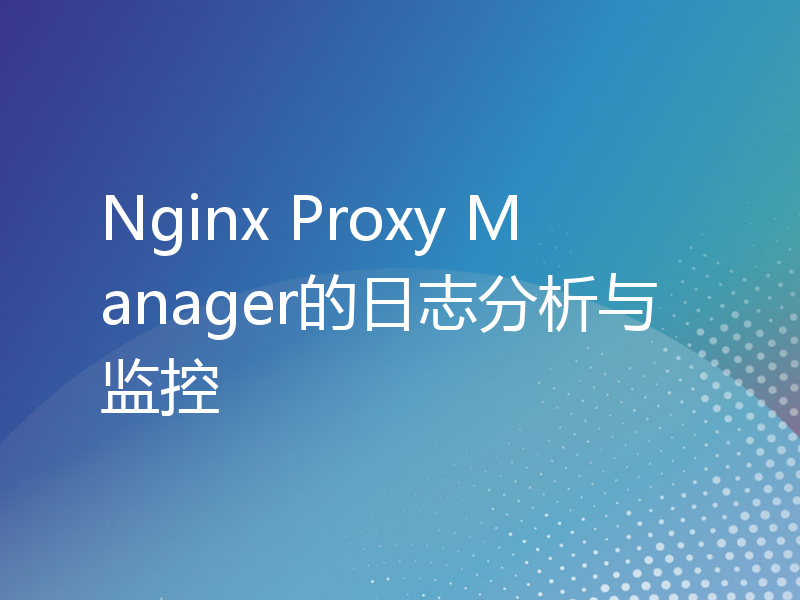 Nginx Proxy Manager的日志分析与监控