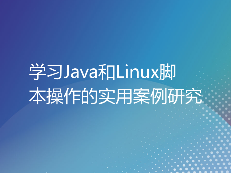学习Java和Linux脚本操作的实用案例研究