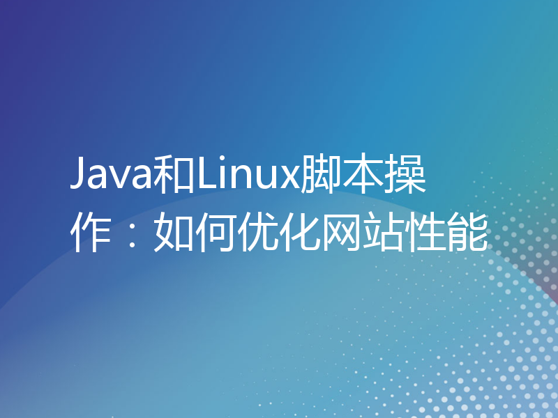 Java和Linux脚本操作：如何优化网站性能