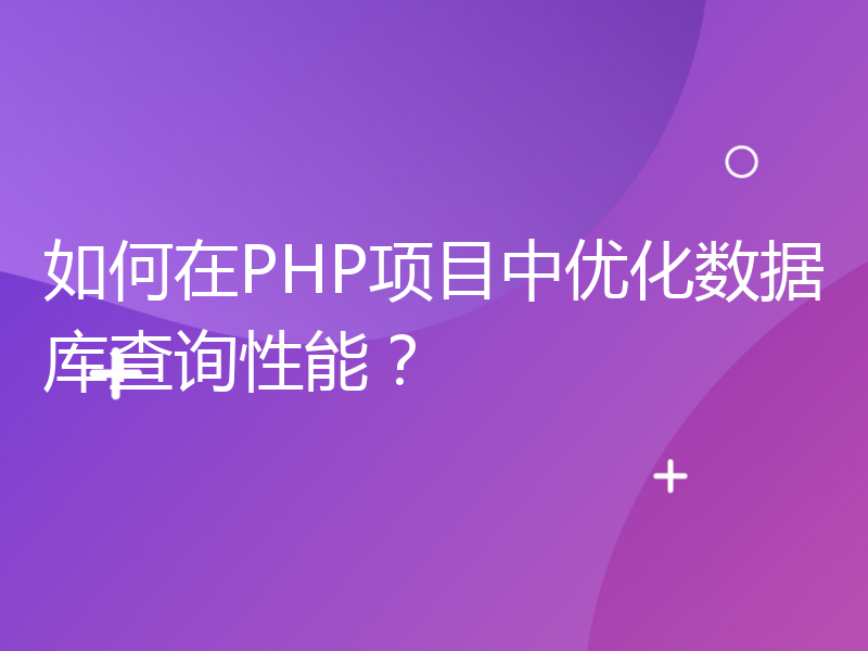 如何在PHP项目中优化数据库查询性能？