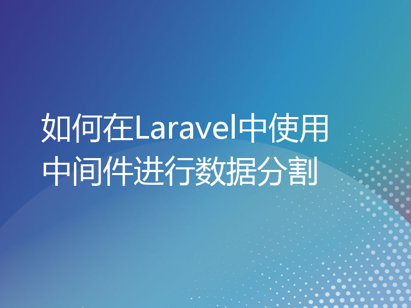 如何在Laravel中使用中间件进行数据分割