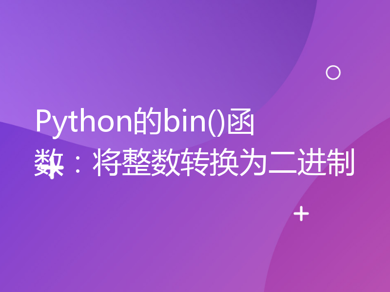 Python的bin()函数：将整数转换为二进制