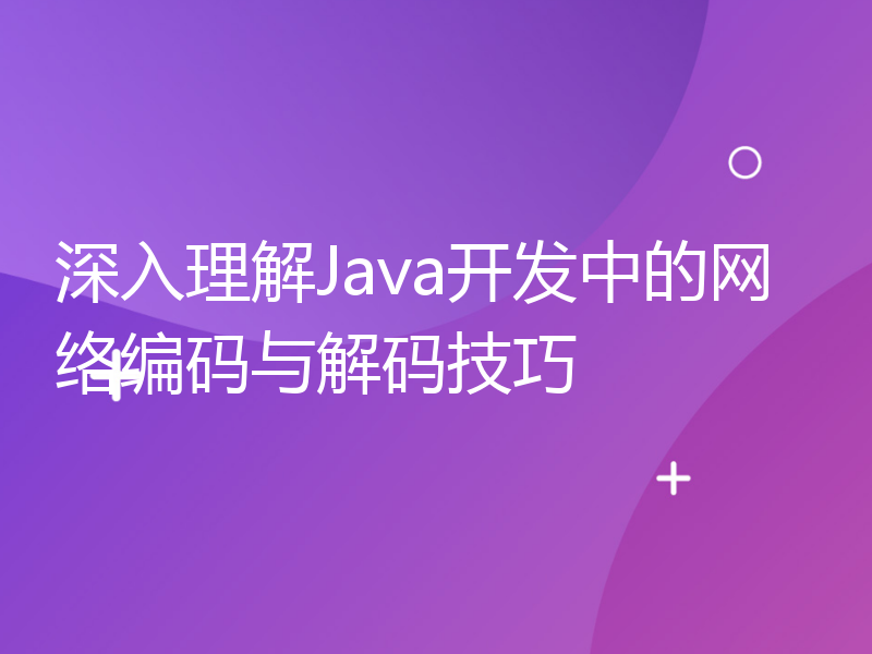 深入理解Java开发中的网络编码与解码技巧