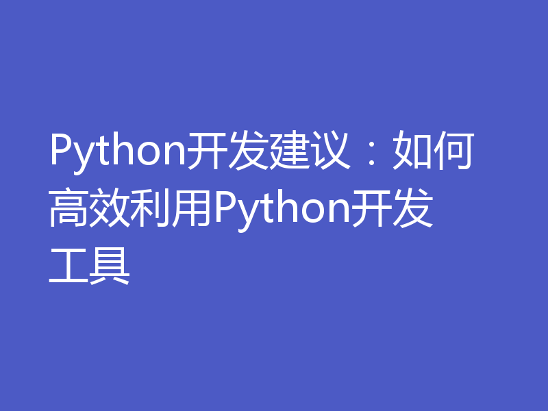 Python开发建议：如何高效利用Python开发工具