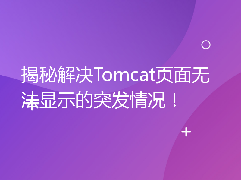 揭秘解决Tomcat页面无法显示的突发情况！