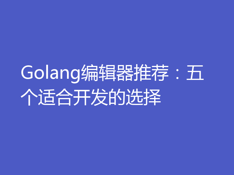 Golang编辑器推荐：五个适合开发的选择