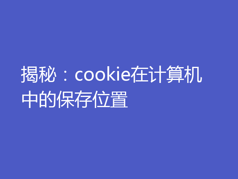 揭秘：cookie在计算机中的保存位置