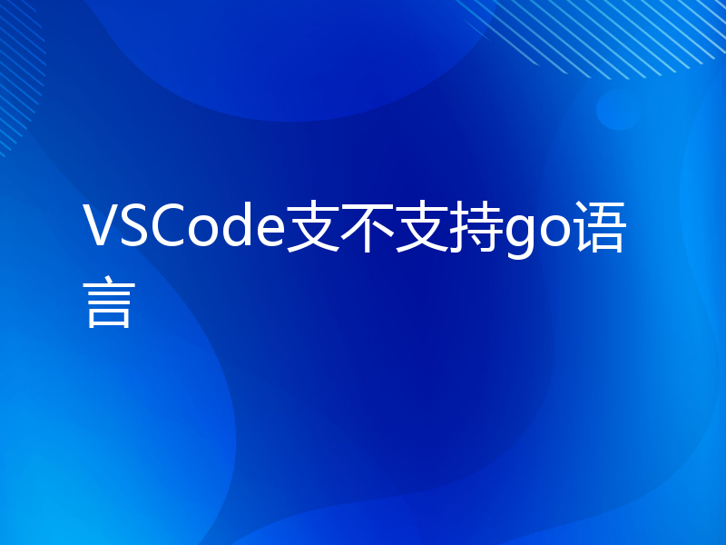VSCode支不支持go语言