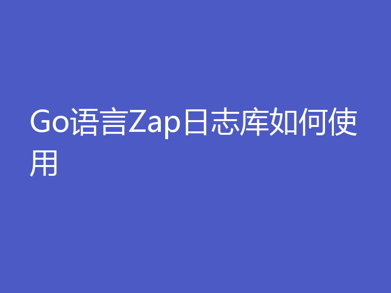 Go语言Zap日志库如何使用