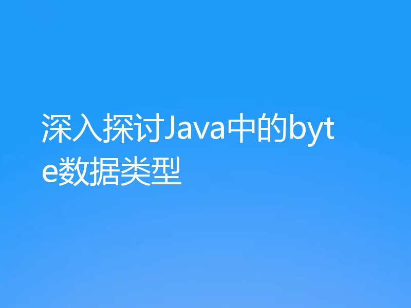 深入探讨Java中的byte数据类型