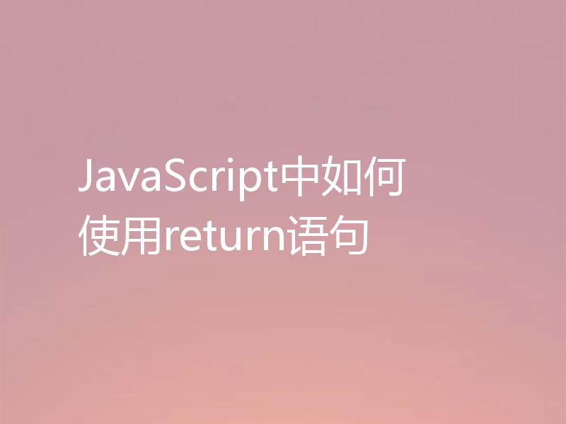 JavaScript中如何使用return语句